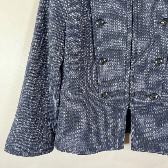 Banana Republic Cotton Tweed Heatherd Blue Military Jacket - Picture 11 of 16